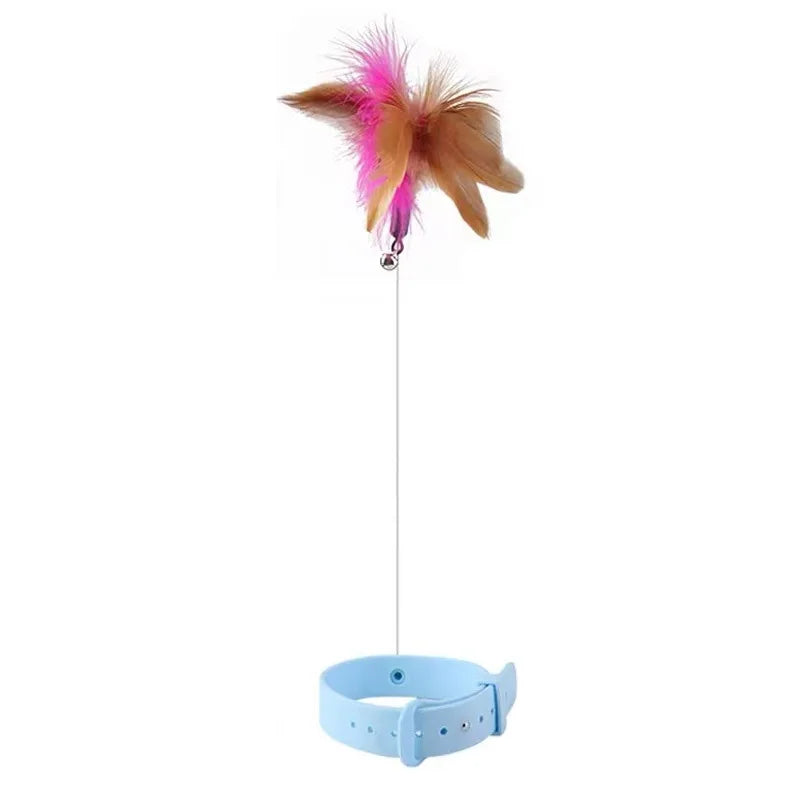 Interactive Cat Toys Funny Feather Teaser Stick with Bell Pets Collar Kitten Playing Teaser Wand Training Toys for Cats Supplies